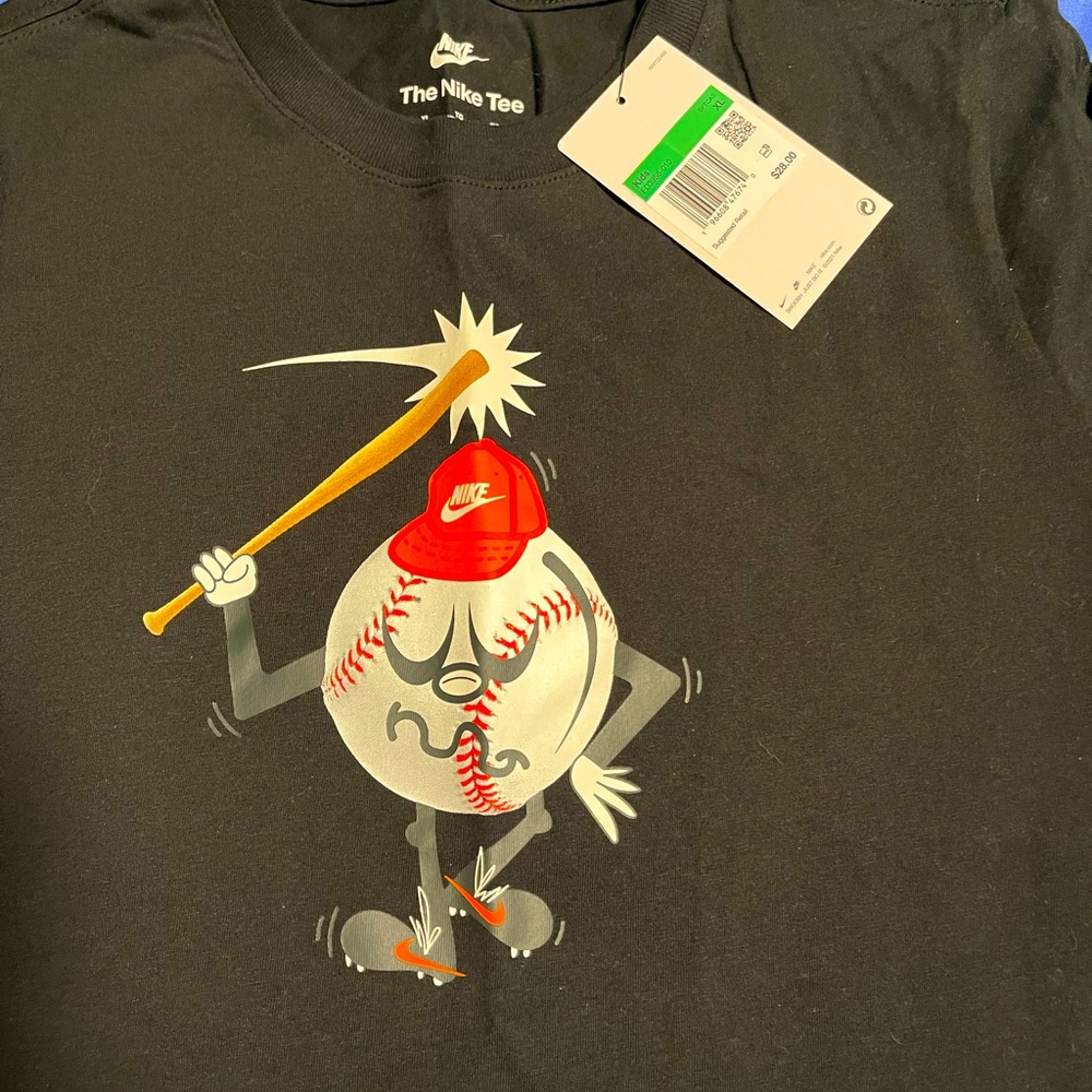 Nike Black Graphic Tee with Baseball Design
